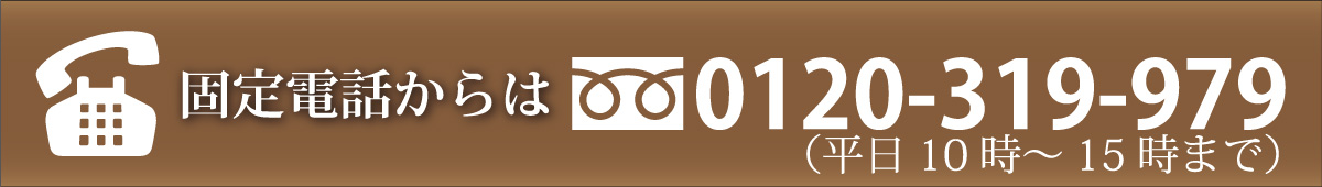 固定電話からは0120-319-979(平日10時～15時）